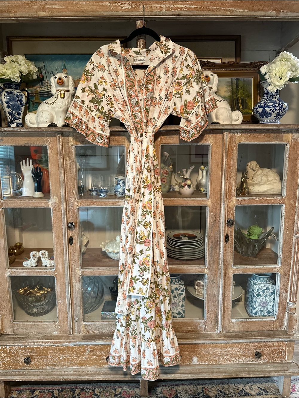 Sue Sartor Floral Maxi Dress with Belt